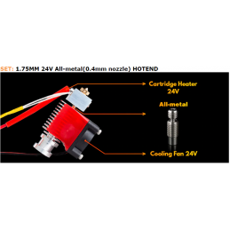 HOTEND Trianglelab FULL METAL 24V V6 1.75 dysza 0.4 Druk 3D