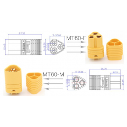 ZŁĄCZE, WTYK, KONEKTOR - XT90 - PARA XT 90 m f