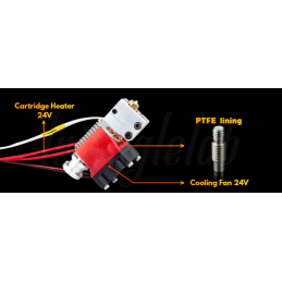 HOTEND Trianglelab VOLCANO PTFE 24V V6 1.75 dysza 0.4 Druk 3D