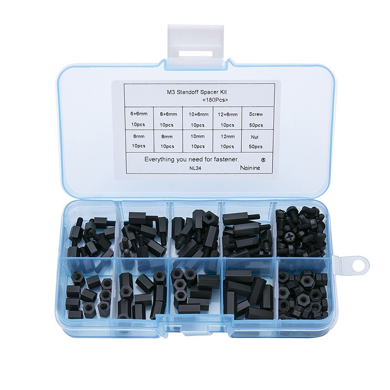 DYSTANS TULEJA NYLON M3 -- 6x6mm -- LEKKI CZARNY